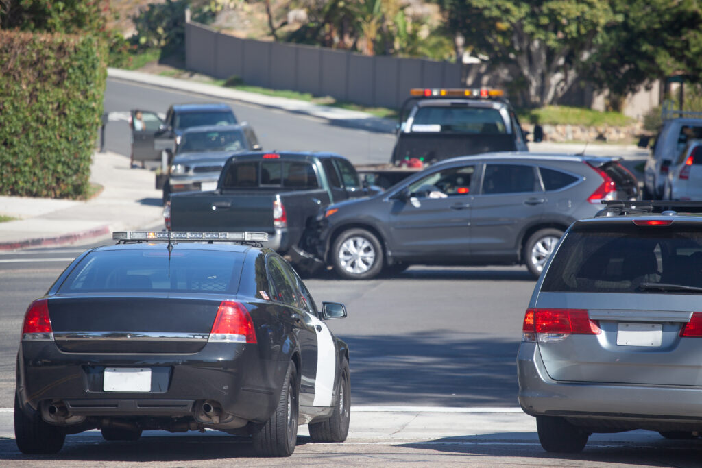 car accident on roadway